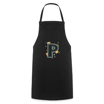 Letter p vehicle - personalized child gift - Cooking Apron - black - Front - AI Model Male 185 dark (185cm)