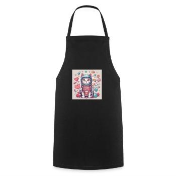 Cat in Space Vol.5 - Cooking Apron - black - Front - AI Model Male 185 dark (185cm)