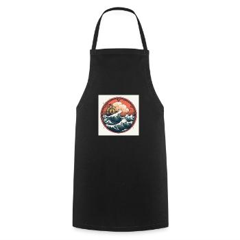 travel love symbol withe Kompass see waves - Kochschürze - Schwarz - Vorne - AI Model Male 185 dark (185cm)