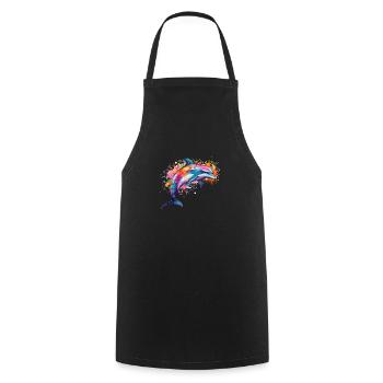 the colorful dolphin - Cooking Apron - black - Front - AI Model Male 185 dark (185cm)