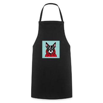 Boston Terrier in a Red Hoodie - Cooking Apron - black - Front - AI Model Male 185 dark (185cm)