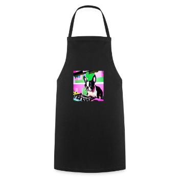 Boston Terrier DJ - Tablier de cuisine - noir - Devant - AI Model Male 185 dark (185cm)