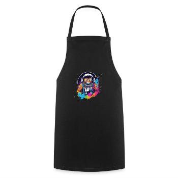 Astronauten-Katze - Kochschürze - Schwarz - Vorne - AI Model Male 185 dark (185cm)
