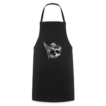 Floral Skull - Kochschürze - Schwarz - Vorne - AI Model Male 185 dark (185cm)