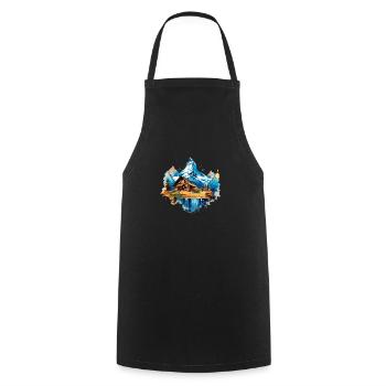 Zermatt, Matterhorn, Matterhorn mountain, chalet, lake - Cooking Apron - black - Front - AI Model Male 185 dark (185cm)