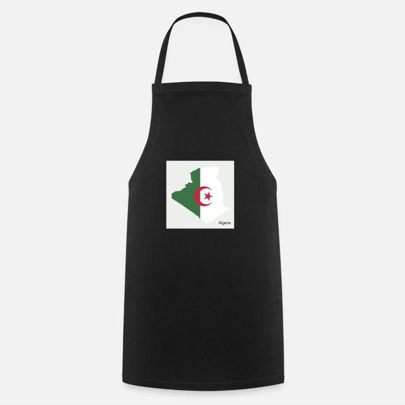 Algeria Flag, Map - Cooking Apron - black
