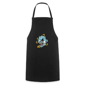 Electrocuted Zombie Head - Cooking Apron - black - Front - AI Model Male 185 dark (185cm)