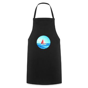 Voile, Voile, Voilier, Marin, Voilier - Tablier de cuisine - noir - Devant - AI Model Male 185 dark (185cm)