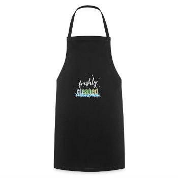 freshly cleaned - Cooking Apron - black - Front - AI Model Male 185 dark (185cm)