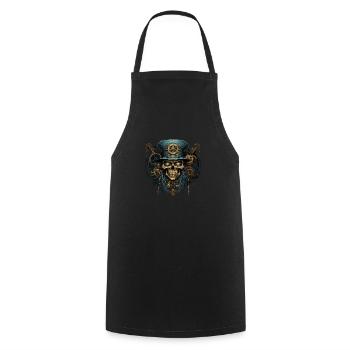 Steampunk Zombie Skull - Cooking Apron - black - Front - AI Model Male 185 dark (185cm)