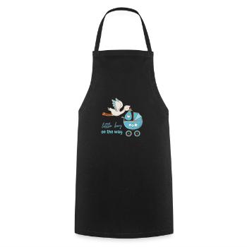 Little boy on the way with stork - Cooking Apron - black - Front - AI Model Male 185 dark (185cm)