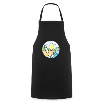 Surfen Strand Surfbrett Meer Surfer Welle Sonne - Kochschürze - Schwarz - Vorne - AI Model Male 185 dark (185cm)