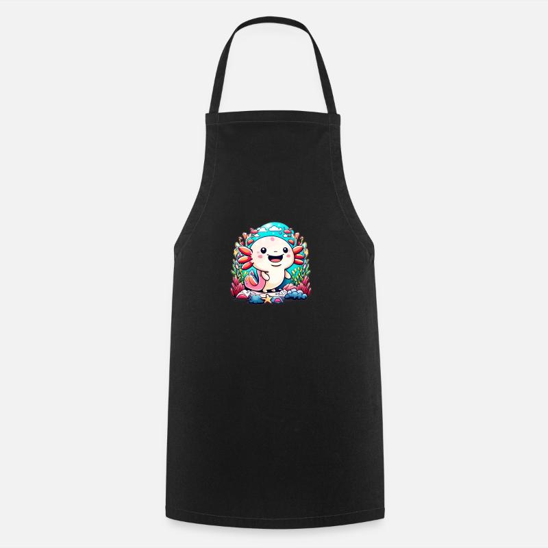 Axolotl Chibi - Cooking Apron - black