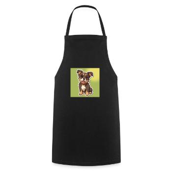 Dessin animé de chien 8 - Tablier de cuisine - noir - Devant - AI Model Male 185 dark (185cm)