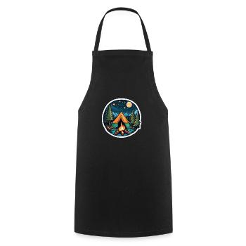 Camping, tent and campfire - Cooking Apron - black - Front - AI Model Male 185 dark (185cm)