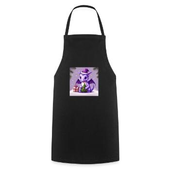 Dragon de Noël violet - Tablier de cuisine - noir - Devant - AI Model Male 185 dark (185cm)
