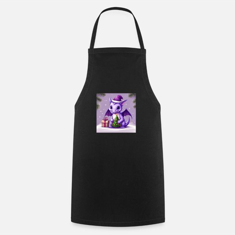 Dragon de Noël violet - Tablier de cuisine - noir