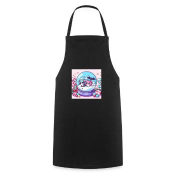 Kawaii Christmas Candy snowglobe - Cooking Apron - black - Front - AI Model Male 185 dark (185cm)