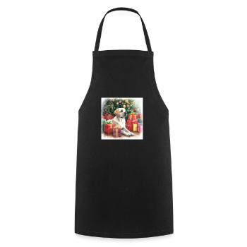 Golden Retriever at Christmas - Cooking Apron - black - Front - AI Model Male 185 dark (185cm)