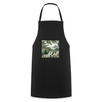 Camp in the wilderness - Cooking Apron - black - Front - AI Model Male 185 dark (185cm)