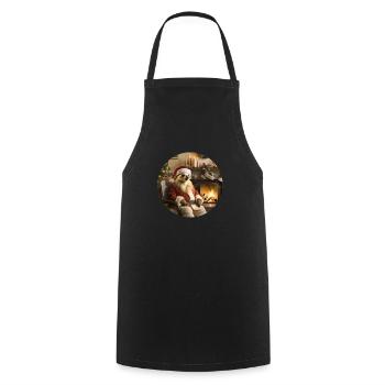 Santa Claus sloth in front of fireplace - Cooking Apron - black - Front - AI Model Male 185 dark (185cm)