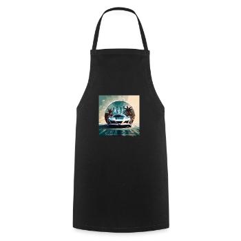 Miami Portal Escape (Miami Collection) - Cooking Apron - black - Front - AI Model Male 185 dark (185cm)