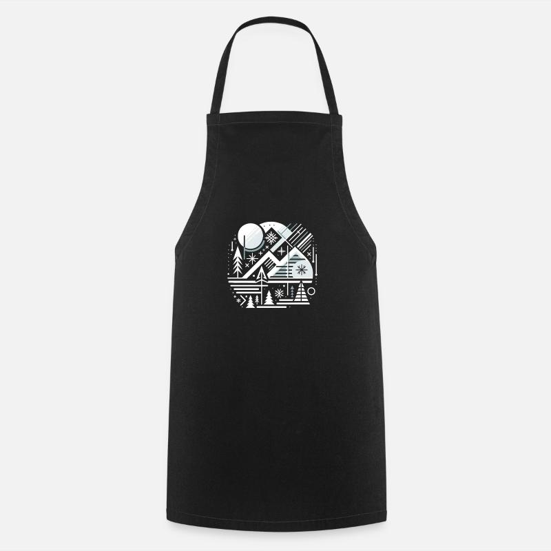 Paysage hiver noel - Tablier de cuisine - noir