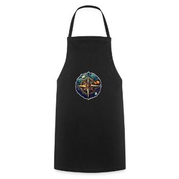 Belle boussole Boho - Soleil, Lune et Cosmos - Tablier de cuisine - noir - Devant - AI Model Male 185 dark (185cm)