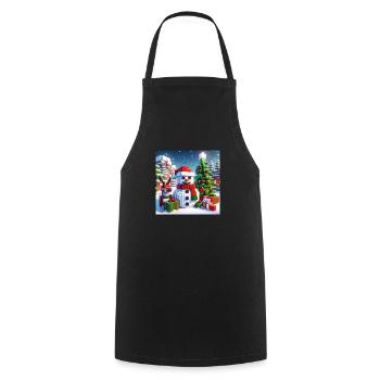 Snowman pixel christmas - Cooking Apron - black - Front - AI Model Male 185 dark (185cm)