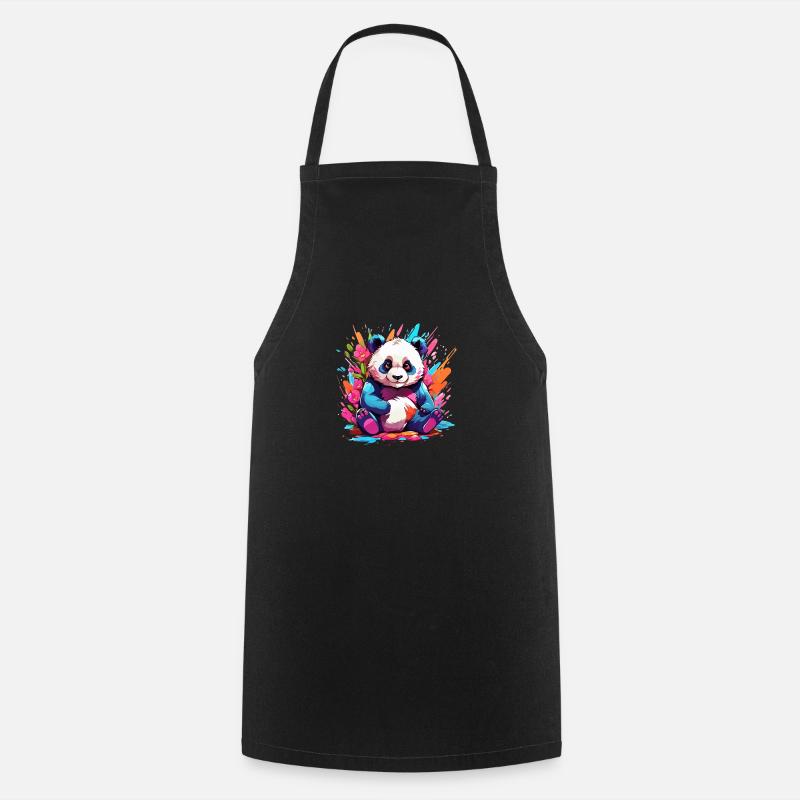 Colorful Panda - Cooking Apron - black