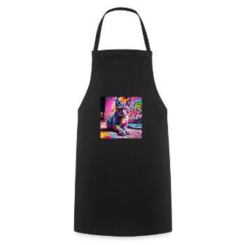 Katze Grafitti - Kochschürze - Schwarz - Vorne - AI Model Male 185 dark (185cm)