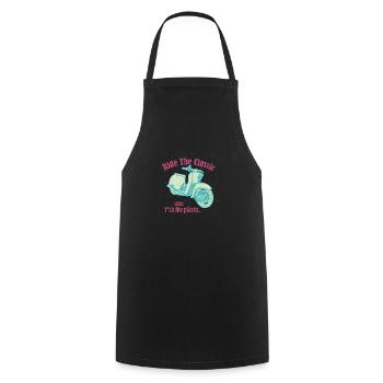Schwalbe (Ride The Classic) // Illustration - Cooking Apron - black - Front - AI Model Male 185 dark (185cm)