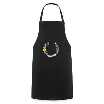 Eucalyptus, floral wreath, personalizable - Cooking Apron - black - Front - AI Model Male 185 dark (185cm)