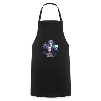 Manga anime girl in school uniform - Cooking Apron - black - Front - AI Model Male 185 dark (185cm)
