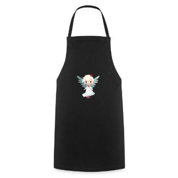 Mily the Christmas Angel - Cooking Apron - black - Front - AI Model Male 185 dark (185cm)