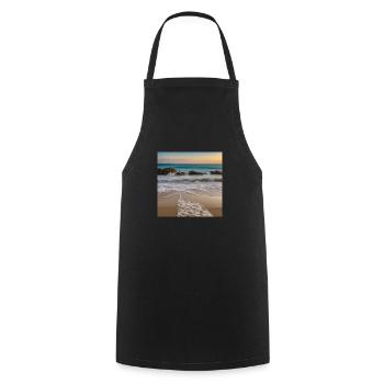 Beach Motiv - Kochschürze - Schwarz - Vorne - AI Model Male 185 dark (185cm)