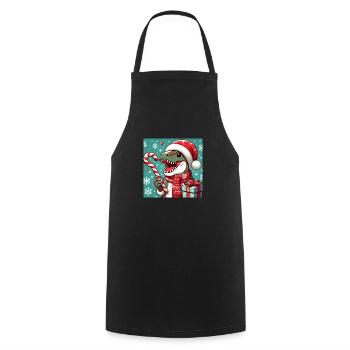 Dinosaure de Noël - Tablier de cuisine - noir - Devant - AI Model Male 185 dark (185cm)