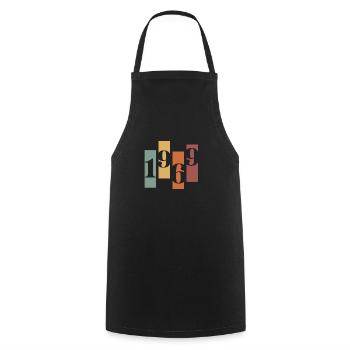 1969 vintage rétro - Tablier de cuisine - noir - Devant - AI Model Male 185 dark (185cm)