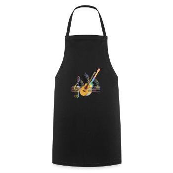 Gitarre - Kochschürze - Schwarz - Vorne - AI Model Male 185 dark (185cm)