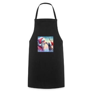 Santa Claus Kiss Greyhound made by Elli - Cooking Apron - black - Front - AI Model Male 185 dark (185cm)