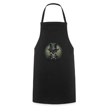 Steampunk Zombie Skull - Cooking Apron - black - Front - AI Model Male 185 dark (185cm)