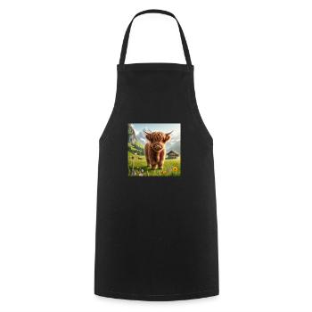 Cute Highland cow - Kochschürze - Schwarz - Vorne - AI Model Male 185 dark (185cm)