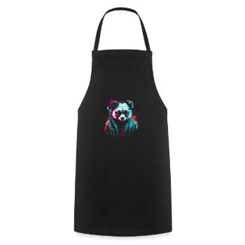 Cyberpunk panda - Cooking Apron - black - Front - AI Model Male 185 dark (185cm)