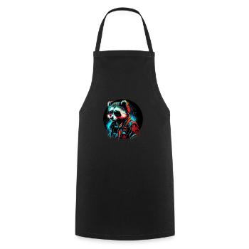 Cyber raccoon - Cooking Apron - black - Front - AI Model Male 185 dark (185cm)