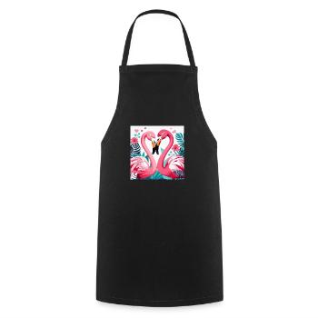 Pink flamingos in love. - Cooking Apron - black - Front - AI Model Male 185 dark (185cm)