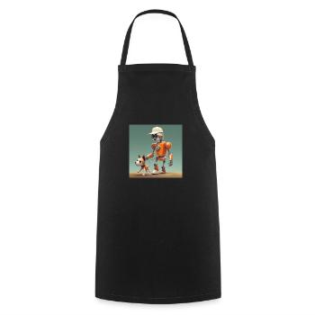 mignon petit orange futuriste vintage robots - Tablier de cuisine - noir - Devant - AI Model Male 185 dark (185cm)