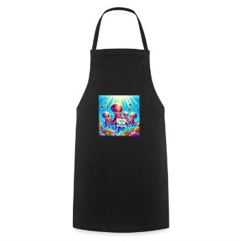 Famille Kraken - Tablier de cuisine - noir - Devant - AI Model Male 185 dark (185cm)