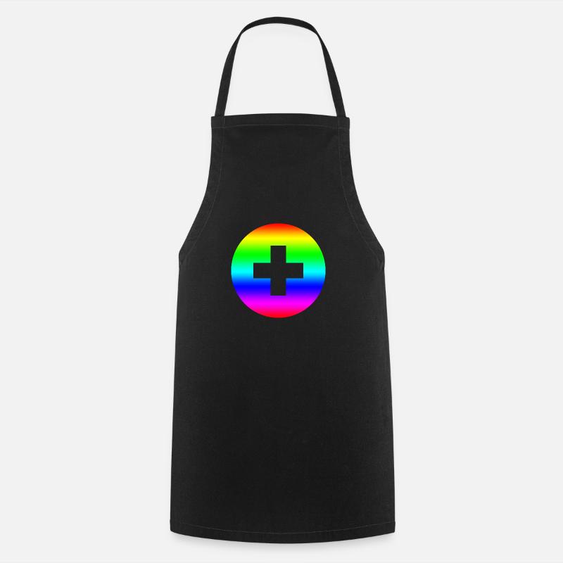 Runder Regenbogen plus Kreuz - Kochschürze - Schwarz