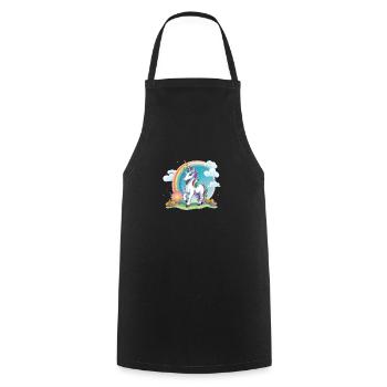 Cheerful Kids Unicorn Rainbow Logo - Cooking Apron - black - Front - AI Model Male 185 dark (185cm)