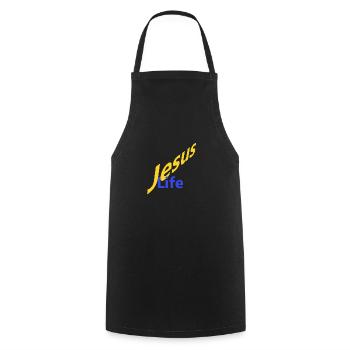 Jesus Life - Kochschürze - Schwarz - Vorne - AI Model Male 185 dark (185cm)